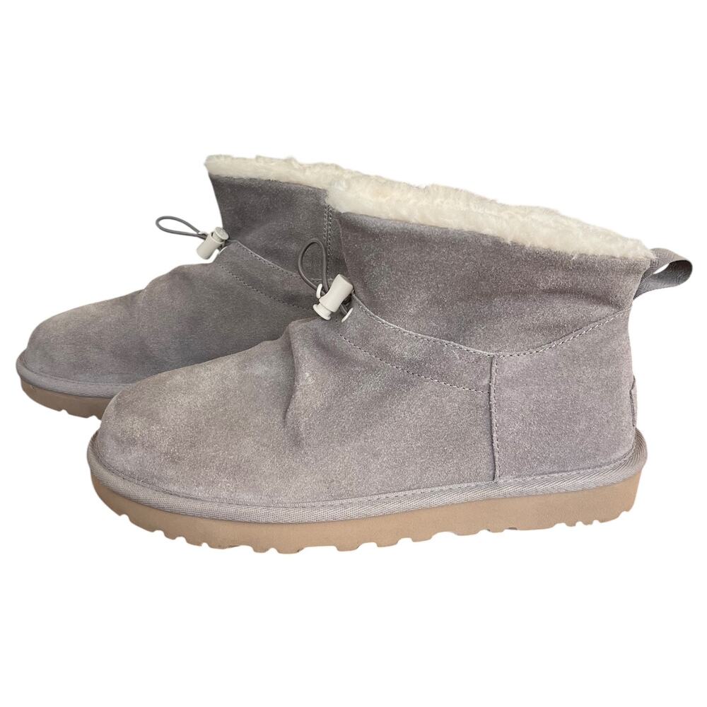 UGG Classic Gray Mini Toggler Suede Wool Boots Women's 7